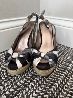 Women’s Black & White Knot Espadrille Wedge Sandals